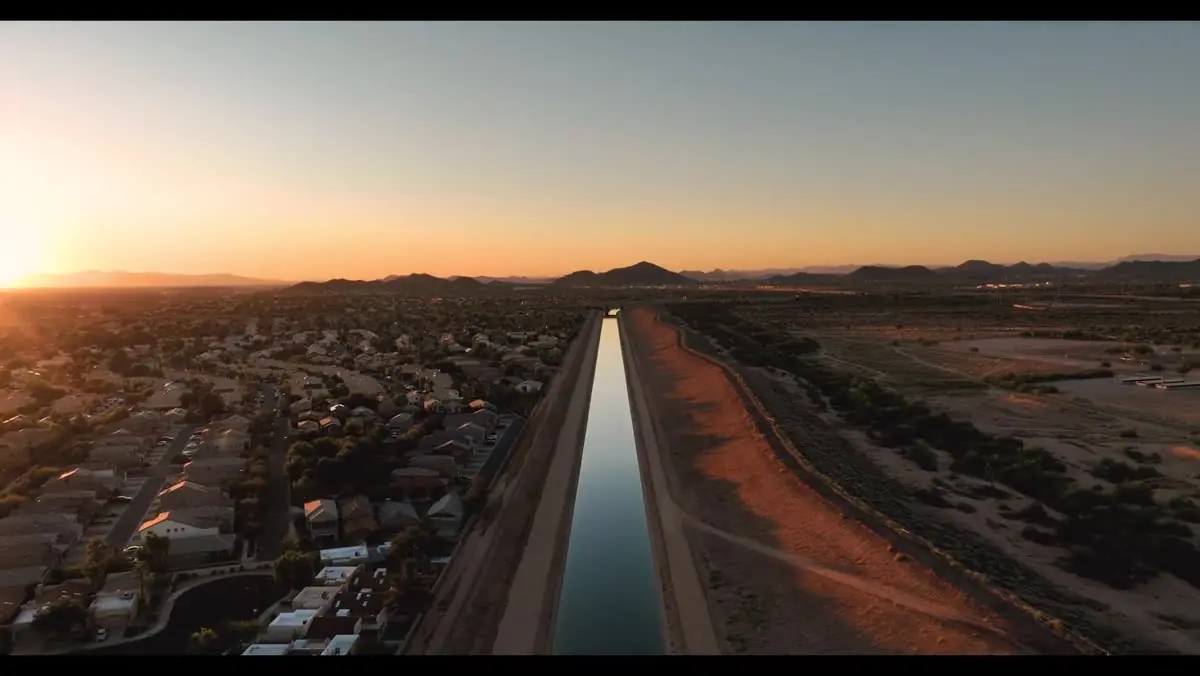Aerial approach pass across a Scottsdale property